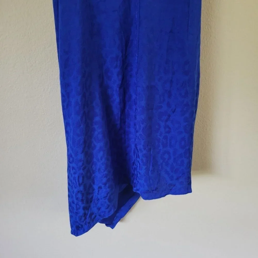 NWT CUSHNIE for Target Leopard Print Wrap Slip Dress Satin Sexy Royal Blue Sz 2 - Picture 8 of 14